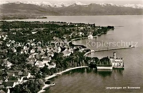 Langenargen Bodensee mit Alpenkette Fliegeraufnahme Kat. Langenargen