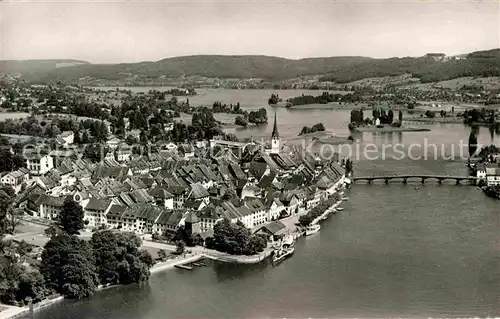 Stein Rhein mit Insel Werd und Untersee Bodensee Fliegeraufnahme Kat. Stein Rhein