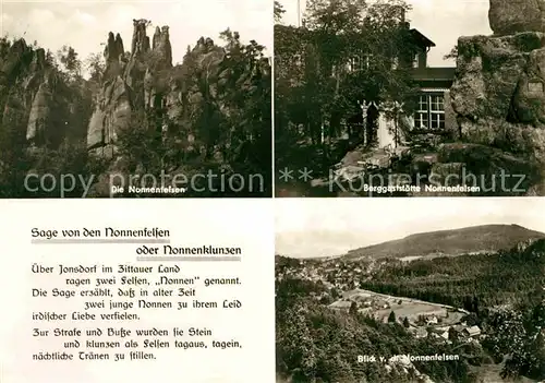 Jonsdorf Nonnenfelsen Berggaststaette Blick ins Tal Zittauer Gebirge Sage Kat. Kurort Jonsdorf