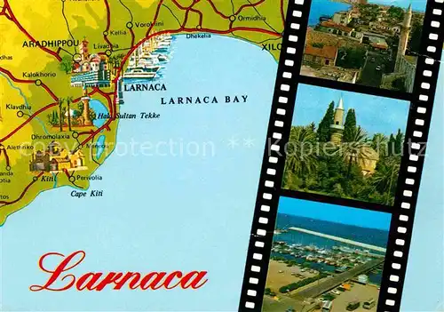 Larnaca Landkarte Larnaca Bay Teilansichten Hafen Kat. Larnaca Cyprus