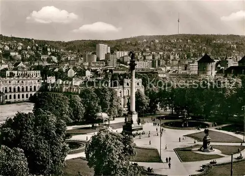 Stuttgart Schlossplatz Jubilaeumssaeule Denkmal Fernsehturm Kat. Stuttgart