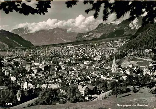 Chur GR Panorama Blick gegen die Herrschaft Alpen Kat. Chur