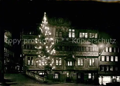 Tuebingen Am Rathaus Weihnachtsbaum Universitaetsstadt Nachtaufnahme Kat. Tuebingen