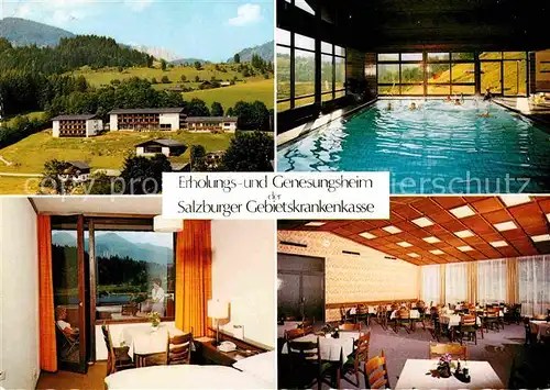 Goldegg Erholunsheim Genesungsheim der Salzburger Gebietskrankenkasse Hallenbad Restaurant Kat. Goldegg am See