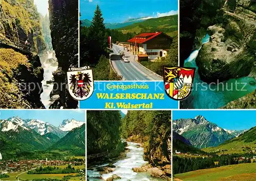 Riezlern Kleinwalsertal Vorarlberg Grenzgasthof Walserschanz Schlucht Wasserfall Alpenpanorama Kat. Mittelberg