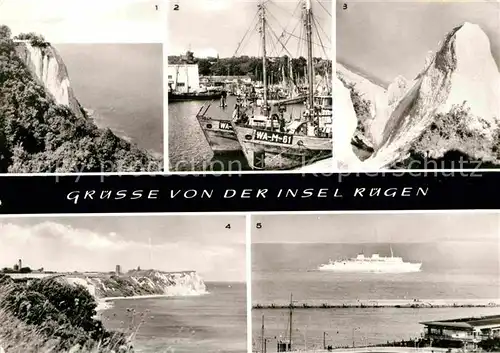 Insel Ruegen Koenigsstuhl Kreidefelsen Sassnitz Hafen Stubbenkammer Kap Arkona Faehrschiff MS Sassnitz Kat. Bergen