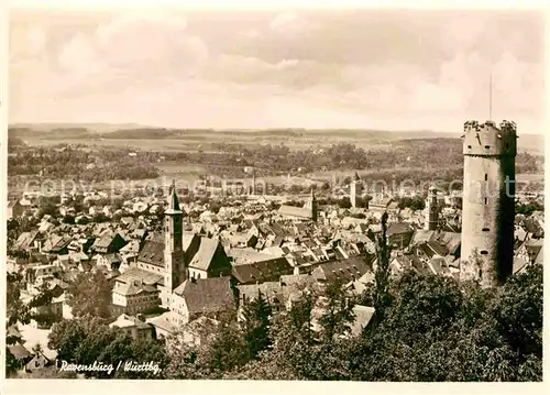 Ravensburg Wuerttemberg Stadtbild mit dem Mehlsack Turm Wahrzeichen der Stadt Kat. Ravensburg