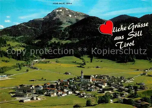 Soell Gesamtansicht mit Hohe Salve Kitzbueheler Alpen Fliegeraufnahme Kat. Soell