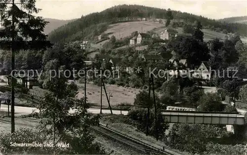 Schwarzmuehle Teilansicht Eisenbahn Thueringer Wald Kat. Meuselbach Schwarzmuehle