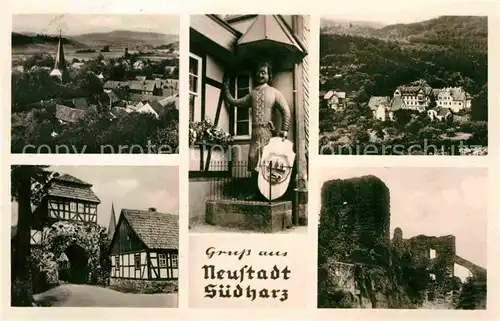 Neustadt Harz Teilansichten Burgruine Neustaedter Roland Statue Kat. Neustadt Harz