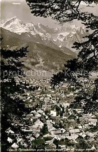 Garmisch Partenkirchen gegen Zugspitzgruppe Wettersteingebirge Kat. Garmisch Partenkirchen