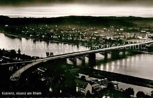 Koblenz Rhein Rheinbruecke am Abend Kat. Koblenz