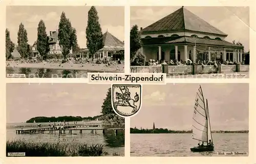 Zippendorf Strand Kaffee Strandpavillon Segelboot Waldbad Kat. Schwerin