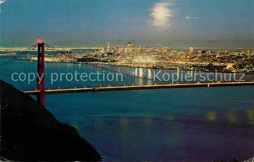 San Francisco California The Golden Gate Bridge at night Kat. San Francisco