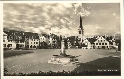 Amriswil TG Marktplatz Brunnen Kirche Kat. Amriswil