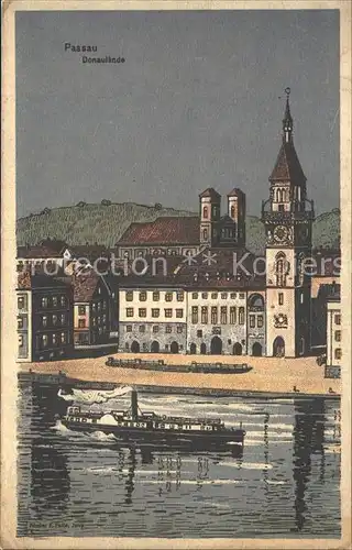 Passau Donaulaende Rathaus Kuenstlerkarte Luna Kat. Passau