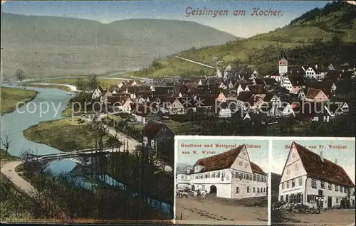 Geislingen Kocher Gasthaus Metzgerei Weber Waldner Kat. Braunsbach