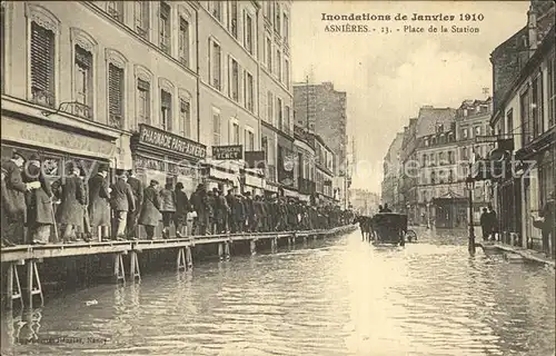 Asnieres Eure ueberschwemmung Januar 1910 Place Station Kat. Asnieres