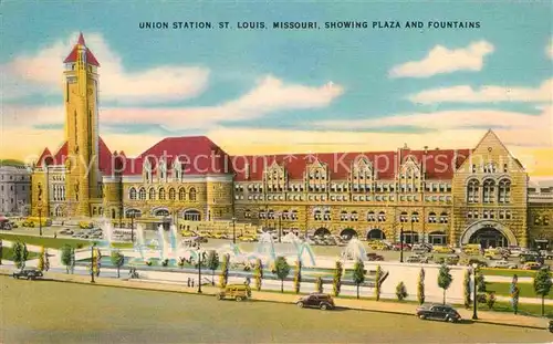 St Louis Missouri Union Station showing Plaza and Fountains Illustration Kat. 