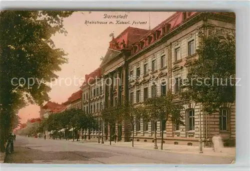 Darmstadt Rheinstrasse mit Kaiserlichem Postamt Kat. Darmstadt