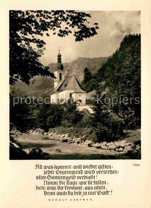 Ramsau Berchtesgaden Kirche Partie Am Fluss Alpen Gedicht Rudolf Gaertner Handabzug Kat Ramsau B Berchtesgaden Nr Kv Oldthing Ansichtskar