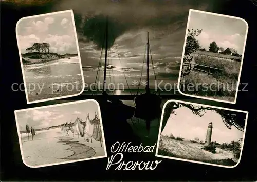 Prerow Ostseebad Strand Fischernetze Leuchtturm Kat. Darss