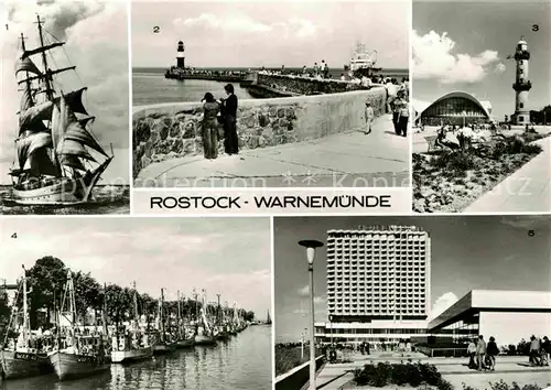 Rostock Warnemuende Segelschulschiff Wilhelm Pieck Mole Hotel Neptun Kat. Rostock