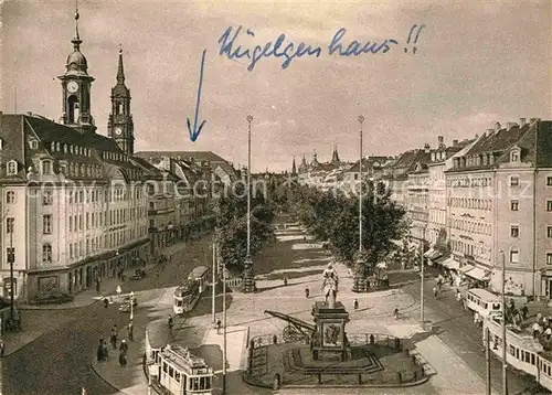 Dresden Strasse der Befreiung Neustaedter Rathaus vor der Zerstoerung Denkmal Repro Kat. Dresden Elbe
