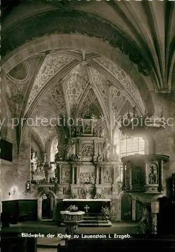 Lauenstein Erzgebirge Altar Taufbecken Kanzel Sandstein Serie Bildwerke der Kirche Kat. Geising