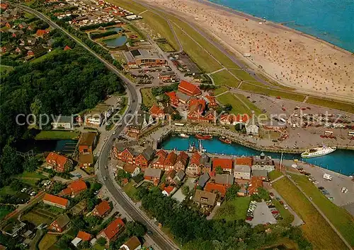 Neuharlingersiel Fliegeraufnahme mit Strand und Hafen Kat. Neuharlingersiel