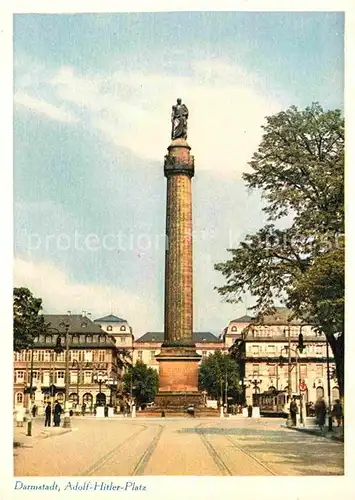 Darmstadt A.H.Platz mit Saeule Kat. Darmstadt