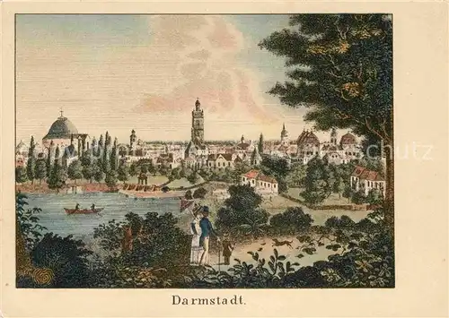 Darmstadt Partie am See Kuenstlerkarte Kat. Darmstadt