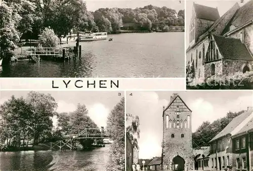 Lychen Anlegestelle der Weissen Flotte Johanniskirche Stadtsee Kat. Lychen