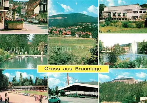 Braunlage Dorfbrunnen Panorama Kurhaus Gondelteich Halle Kat. Braunlage Harz