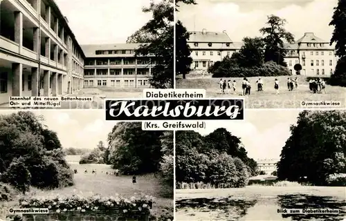 Karlsburg Greifswald Diabetikerheim Bettenhaus Gymnastikwiese  Kat. Karlsburg Greifswald
