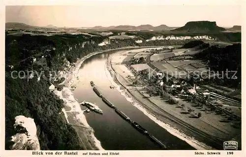 Foto Seidel M. Schmilka Nr. 190 Blick von der Bastei Rathen Elbtal  Kat. Bad Schandau