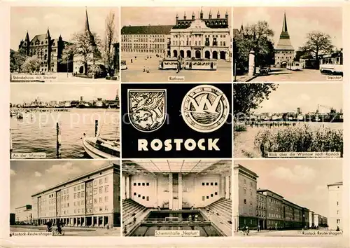 Rostock Mecklenburg Vorpommern Staendehaus Steintor Rathaus An der Warnow Teilansicht Reutershagen Schwimmhalle Neptun Kat. Rostock
