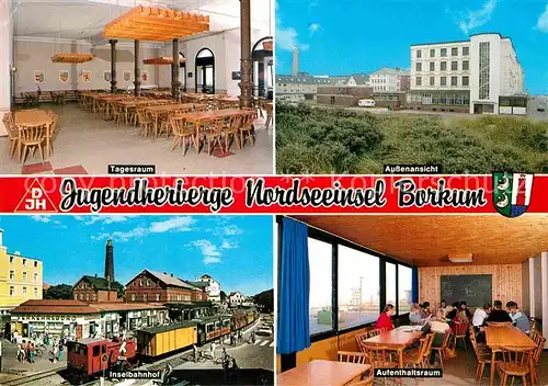 Borkum Nordseebad Jugendherberge Tagesraum Aufenthaltsraum Inselbahnhof Aussenansicht Kat. Borkum