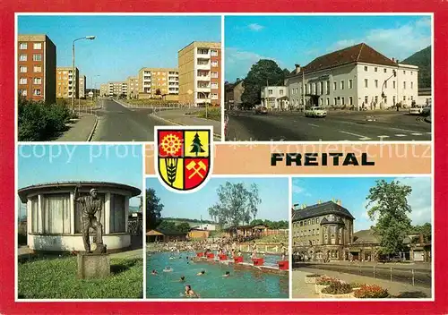 Freital Strasse Deutsch Sowjetischen Freundschaft Klubhaus Glueckaufbad HO Gaststaette Goldener Loewe Kat. Freital