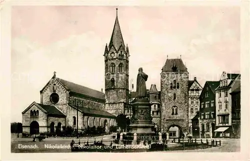 Eisenach Thueringen Nikolaikirche Nikolaitor Lutherdenkmal Kat. Eisenach