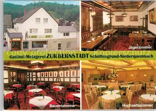 Niederquembach Gasthaus Metzgerei zur Bernstadt Schoeffengrund Doppelkarte Kat. Schoeffengrund