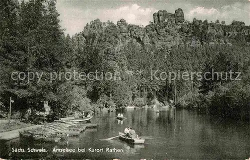 Rathen Saechsische Schweiz Amselsee Ruderboote Kat. Rathen Sachsen