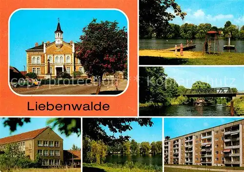 Liebenwalde Rathaus Freibad Muehlensee Vosskanal Bruecke Werner Seelenbinder Schule Seeblick Neubauten Kat. Liebenwalde