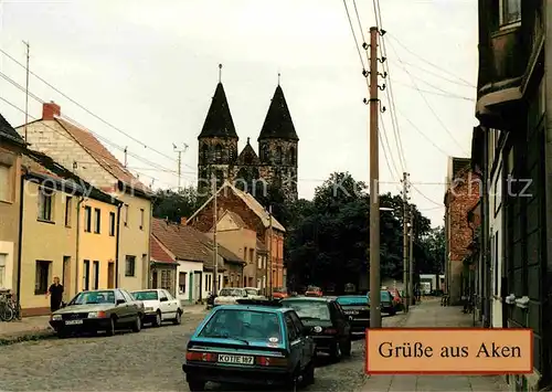 Aken Elbe Meisterstrasse und Nikolaikirche Kat. Aken