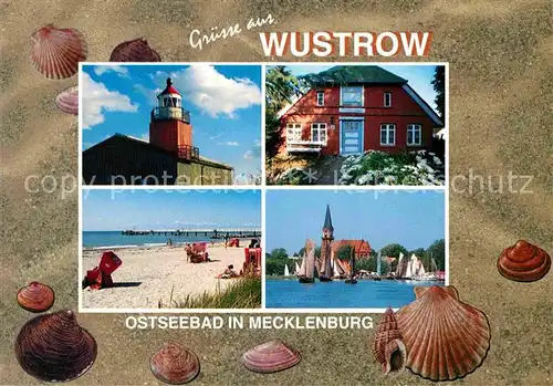 Wustrow Ostseebad Leuchtturm Wohnhaus Strand Seglerhafen Kirche Muscheln Kat. Ostseebad Wustrow