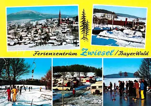 Zwiesel Niederbayern Ortsansicht mit Kirche Ferienzentrum Camping Wintersport Kat. Zwiesel