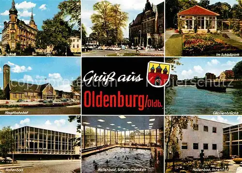 Oldenburg Niedersachsen Schloss Post Schlosspark Caecilienbruecke Hallenbad Hauptbahnhof Kat. Oldenburg (Oldenburg)