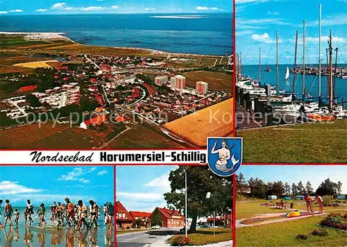 Schillig Seglerhafen Minigolf Ortspartie Strand Fliegeraufnahme Kat. Horumersiel Wangerland