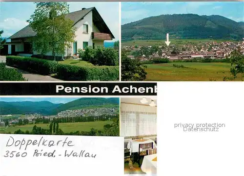 Wallau Taunus Pension Achenbach Gaststube Doppelkarte Kat. Hofheim am Taunus