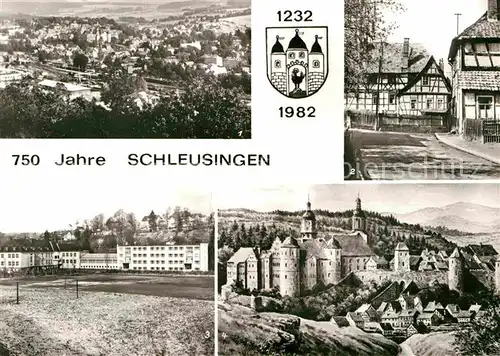 Schleusingen Teilansicht Muenzgasse Gerhard Hauptmann Schule Schloss Alter Stich um 1700 Kat. Schleusingen